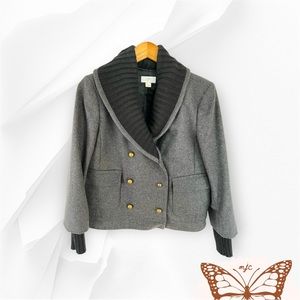 Anne Taylor Loft Grey and Black Peacoat with Shawl Collar -Size Large